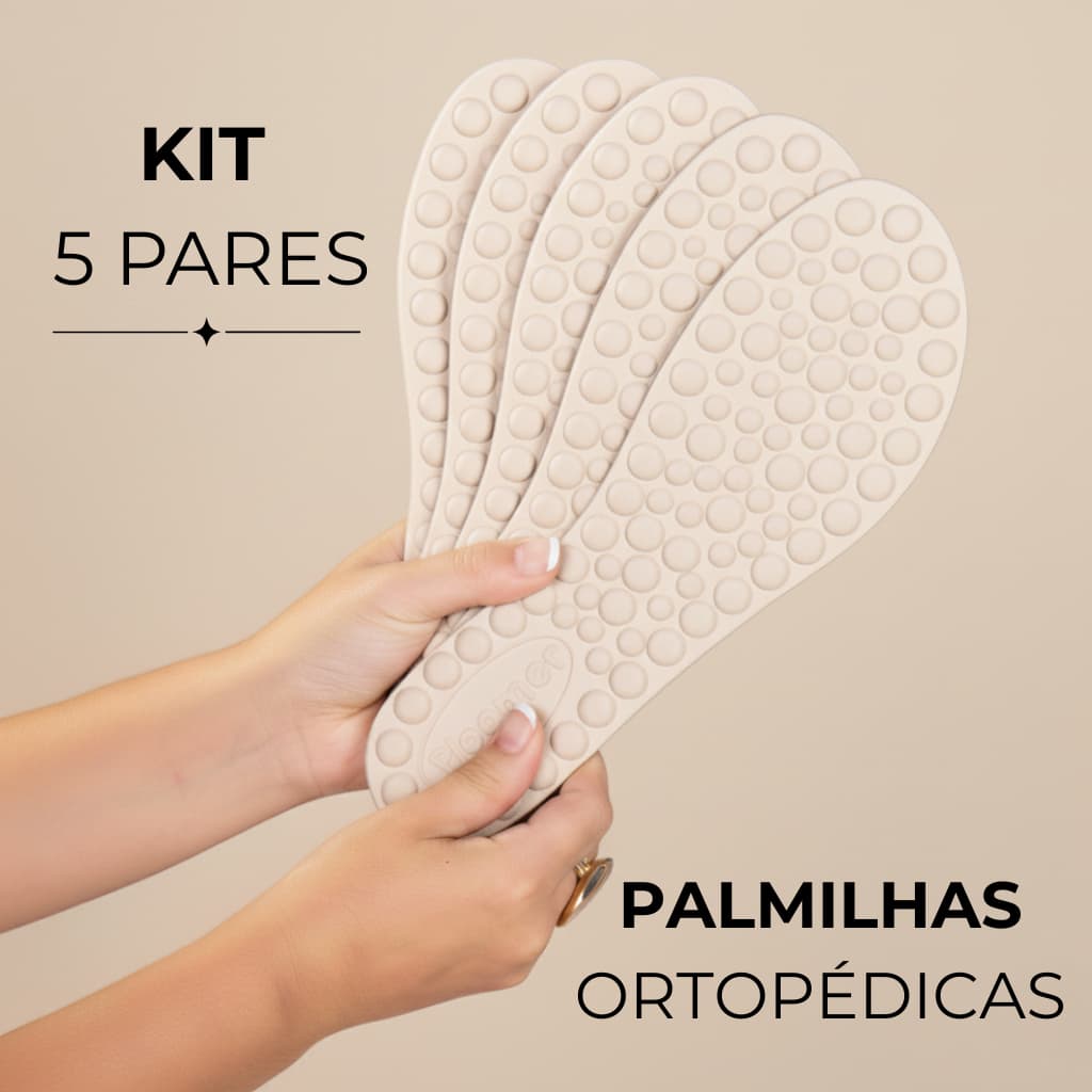 Kit 5 Pares Palmilha Ortopédica Anatômica Massageadora Conforto Extremo para Diversos Calçados