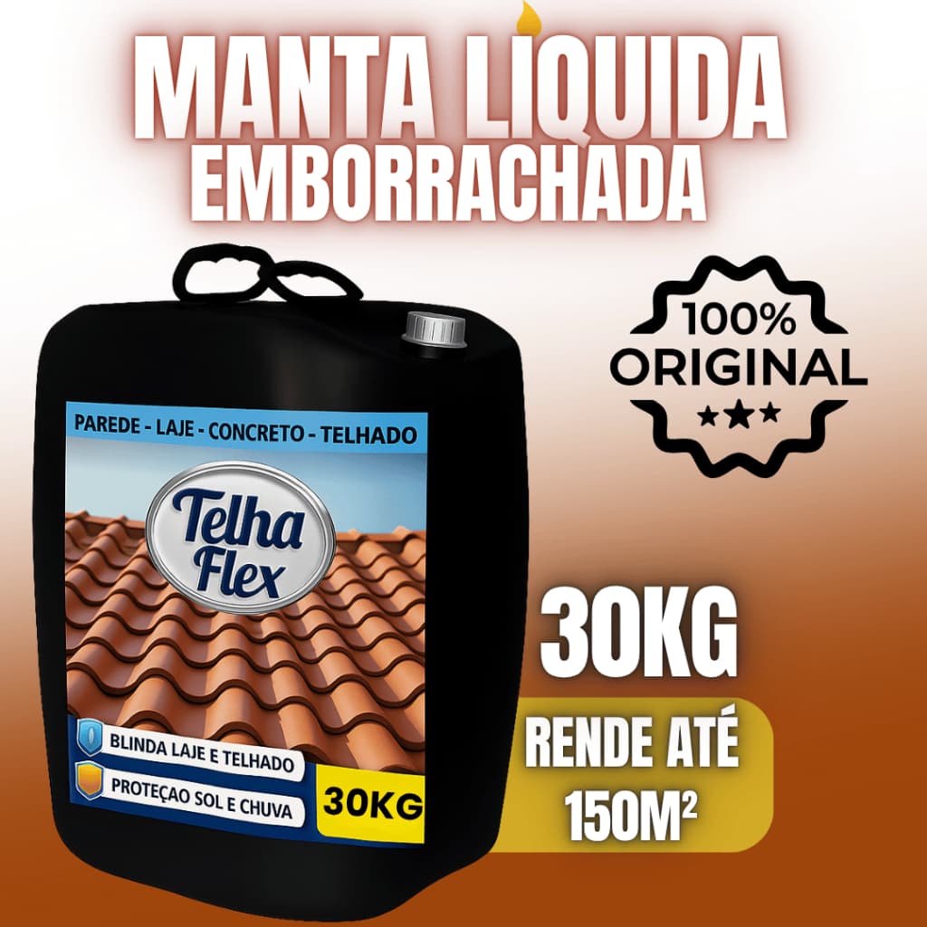 MANTA LÍQUIDA 30KG ACABA COM INFILTRAÇÃO EM TELHADOS E LAJES ALTA RESISTÊNCIA CHUVA E SOL EFICIENTE