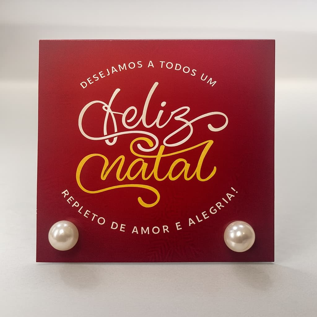 Tag de Natal com brincos 6mm, perfeita para encantar clientes e amigos com um presente delicado.