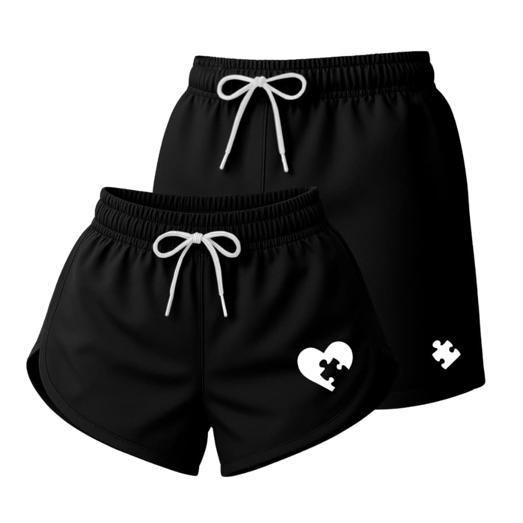 Kit Casal Moda Praia Coração 07 Tactel Estampado