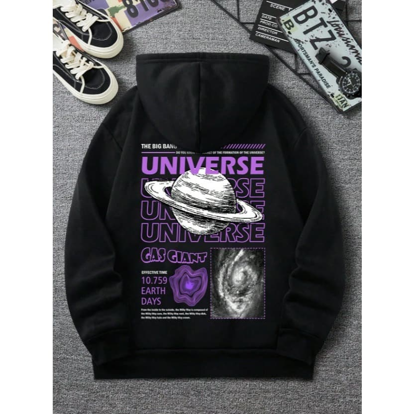Moletom Unisex Com Estampa De Letras E Universo
