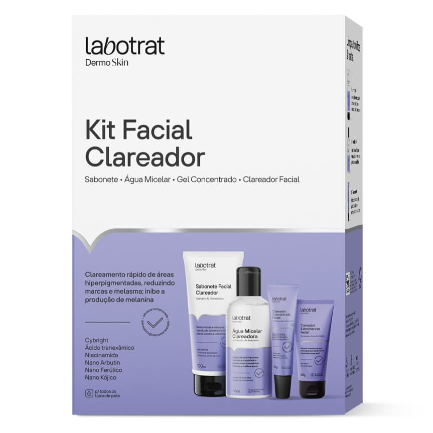 Kit Facial Clareador Labotrat (Sabonete, Água Micelar, Gel Concentrado, Clareador Facial)