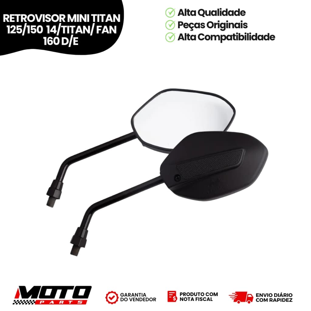 Retrovisor Mini Honda Titan 125 150 Fan 160 Direito Esquerdo AWA Preto Universal Moto Envio Rápido