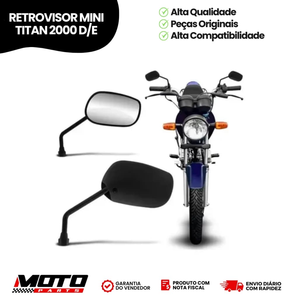 Retrovisor Mini Para Honda Titan 2000 Direito Esquerdo AWA Preto Peça Para Moto Envio Rápido