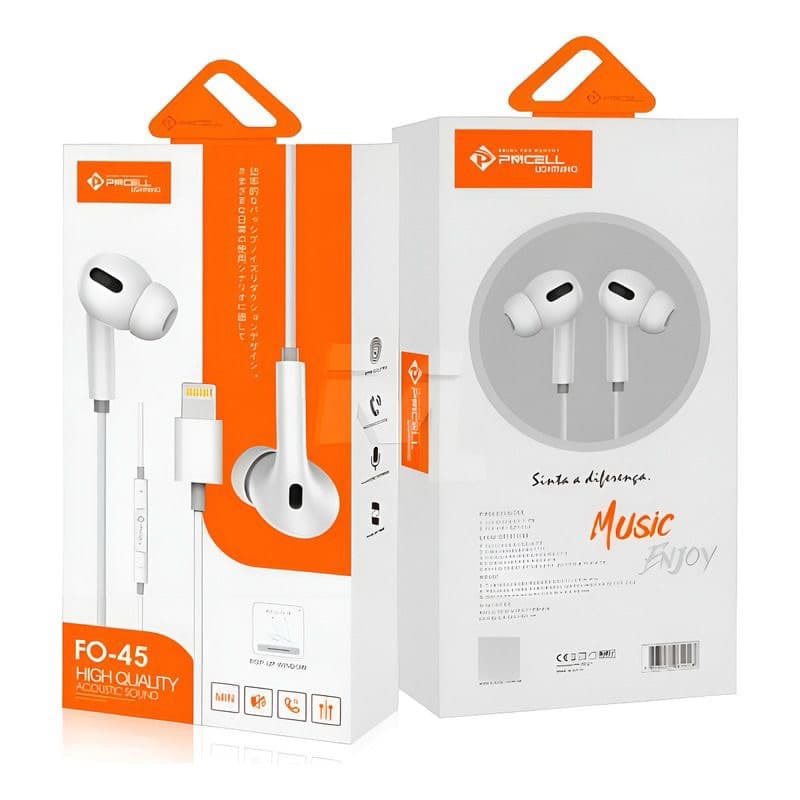 Fone de ouvido Lightning para iPhone com fio com microfone compatível do iPhone 5 ao iPhone 14