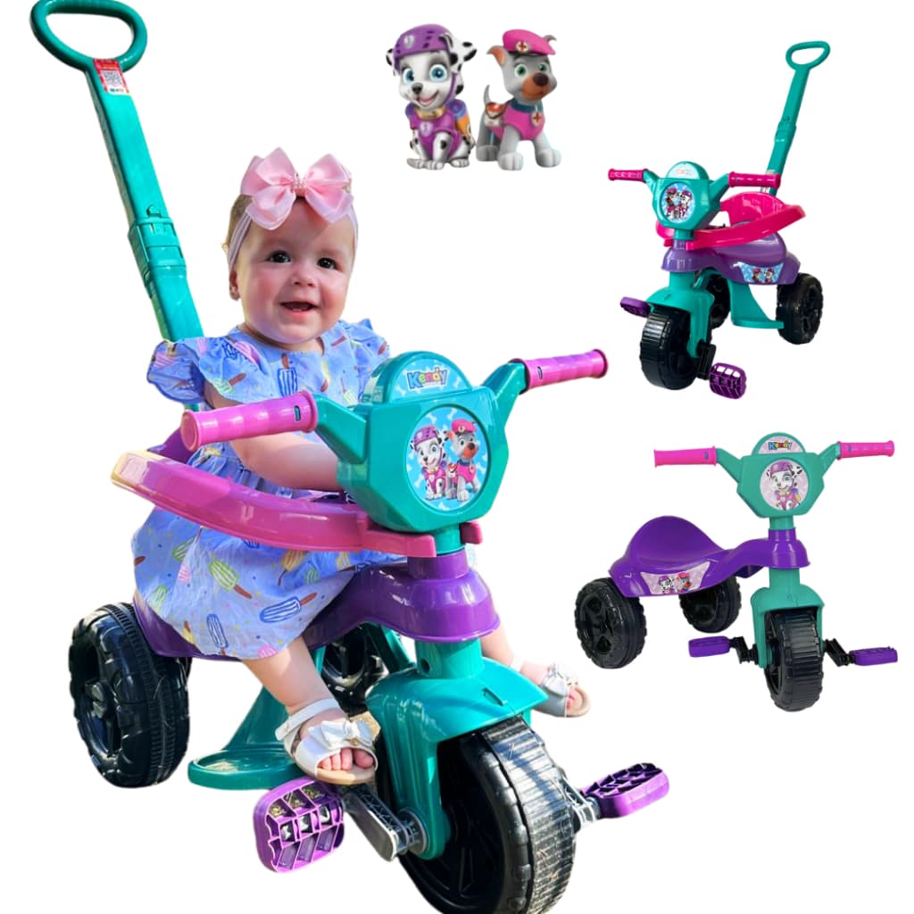 Motoca Triciclo Infantil Velotrol Menina Kendy Patrulha Canina Carrinho Passeio