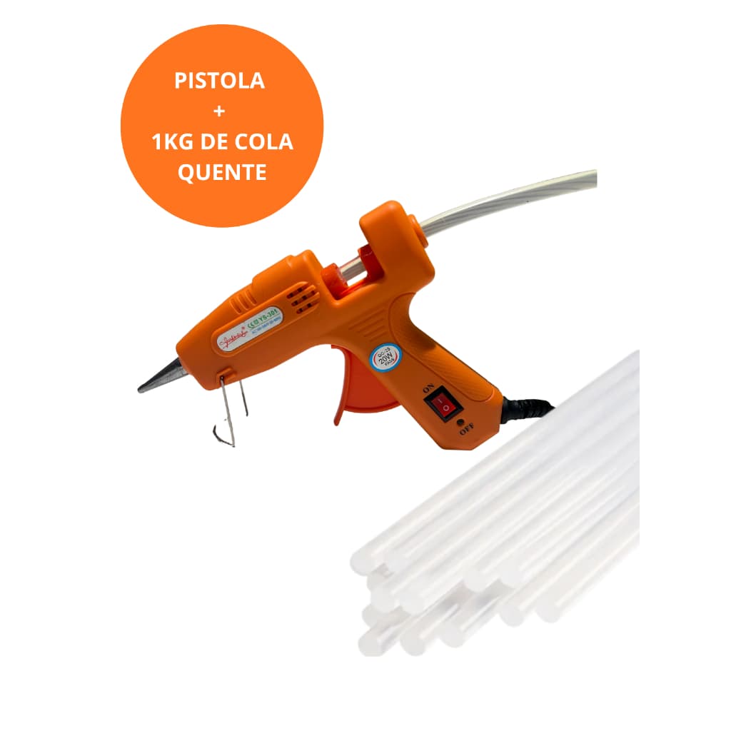 Kit Pistola 20W Liga/Desliga + 500g Cola Quente 7mm
