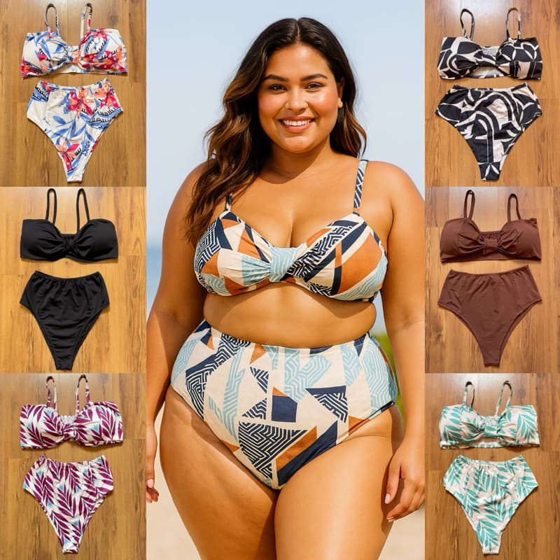 PLUS SIZE biquini feminino tamanho grande GG (44 a 48) preto estampado bojo reforçado praia estiloso