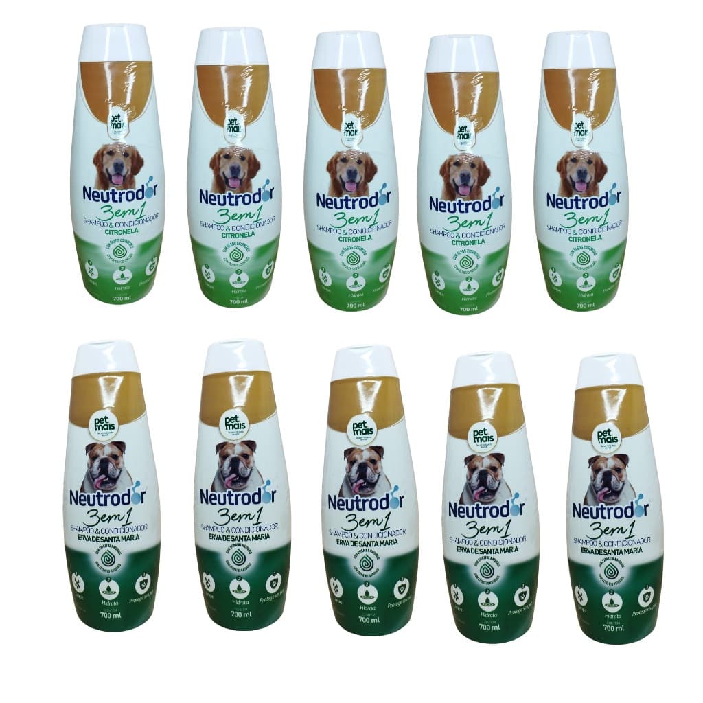 Kit 05 Shampoo e Condicionador Citronela mais 05 Shampoo e Condicionador Erva Santa Maria