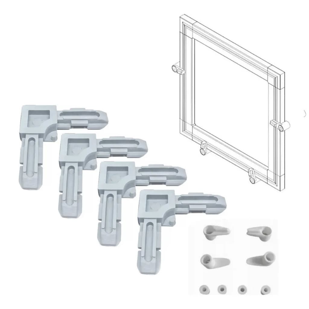 3 Kits Acessórios Tela Mosquiteira Cantoneiras + Travas Cor Branco