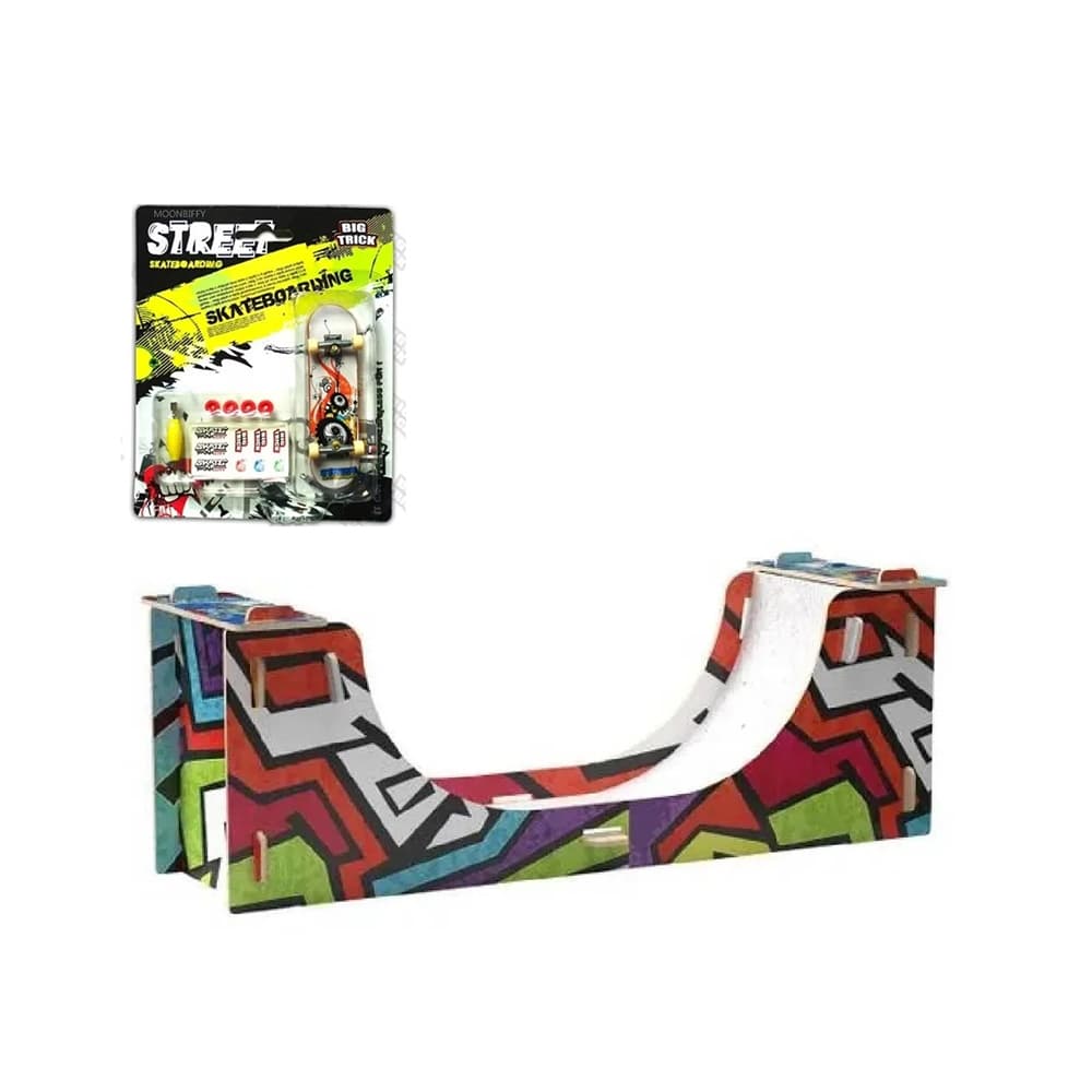 Pista Skate Park Mini Rampa Half Pipe Radical Com Skate de Dedo Fingerboard