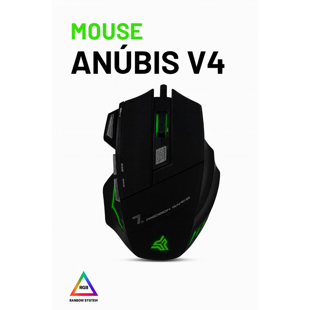 Anubis KP V4  O Mouse Gamer Completo Com DPI Ajustável e LED RGB