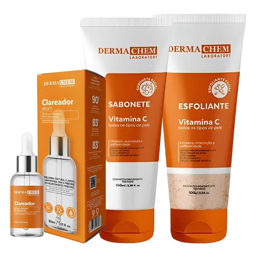 Kit Sabonete + Gel Esfoliante Vitamina C e Sérum Clareador - Dermachem