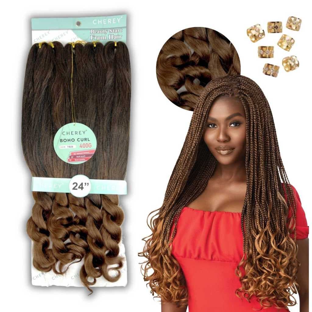 Jumbo Boho Curl Cherey 62cm extençao Fio a fio Para Trança box braids Gypsy