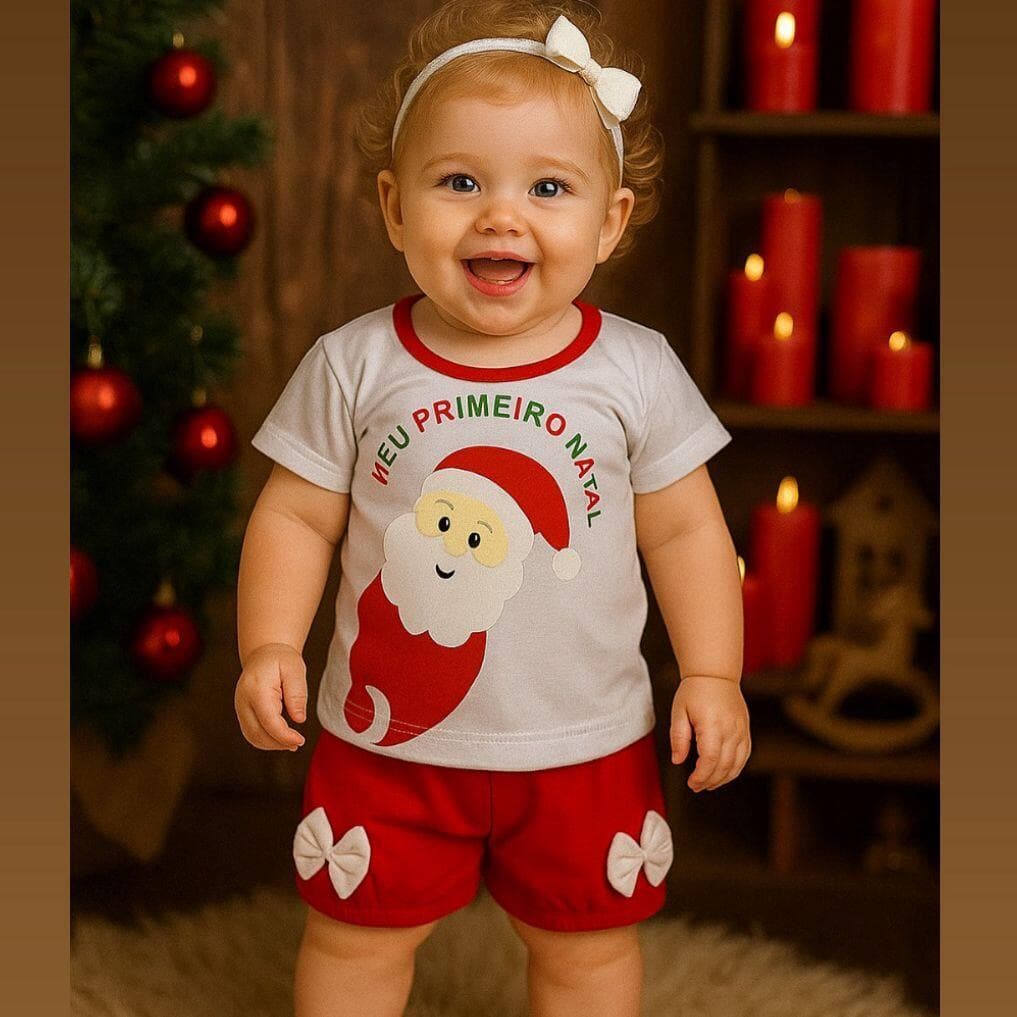 Roupa de Bebê Conjunto Meu Primeiro Natal Menina