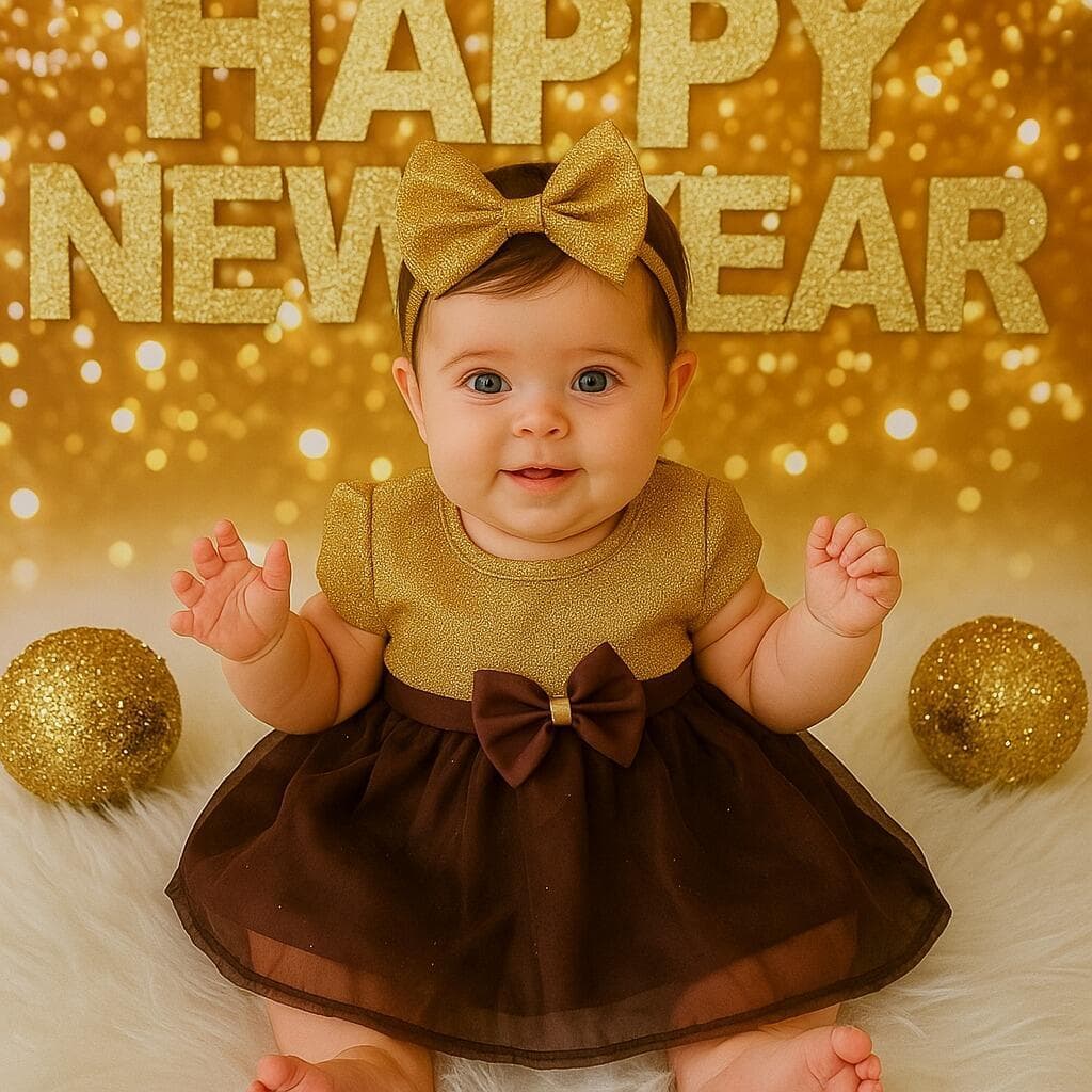 Roupa De Bebê Vestido Dourado Com Tule