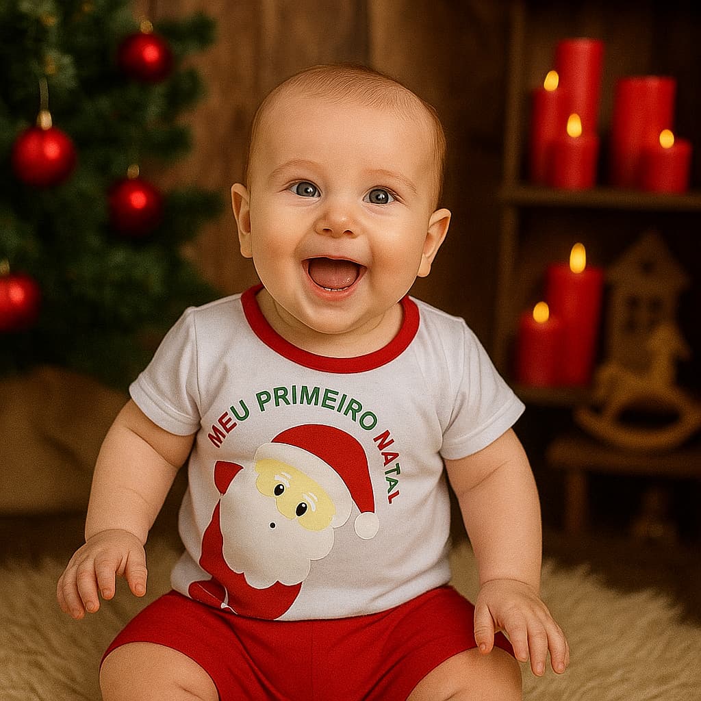Roupa de Bebê Conjunto Meu Primeiro Natal Menino