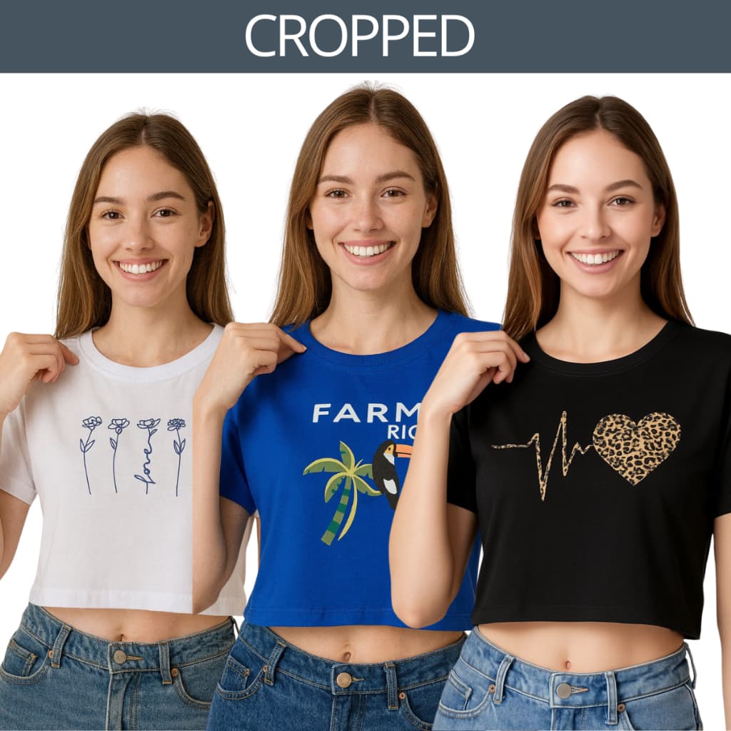CROPPED FEMININO |  MALHA ALGODÃO BASICO | BLUSA ACADEMIA | BLUSA CURTA ESTAMPADA