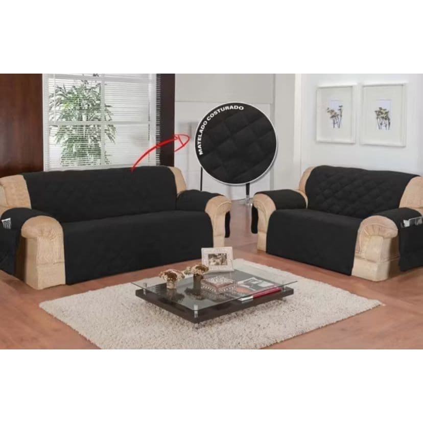 Kit Protetor de Sofá Matelado com Bolso 2 e 3 Lugares – Antiderrapante, Lavável, Conforto Total,