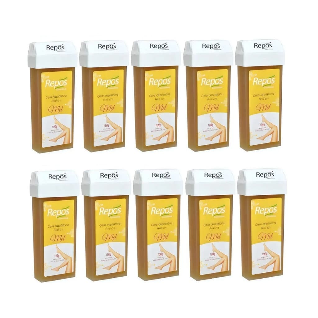 Repos Kit 10 Ceras Depilatória Roll-on Mel 100g Depilação