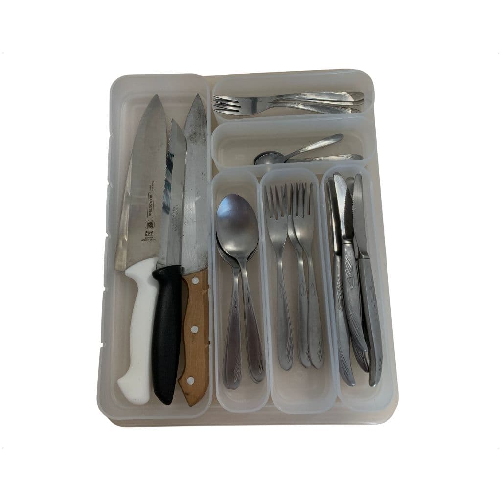 Organizador De Gavetas 7 Divisórias Removível 37cm Plástico Branco