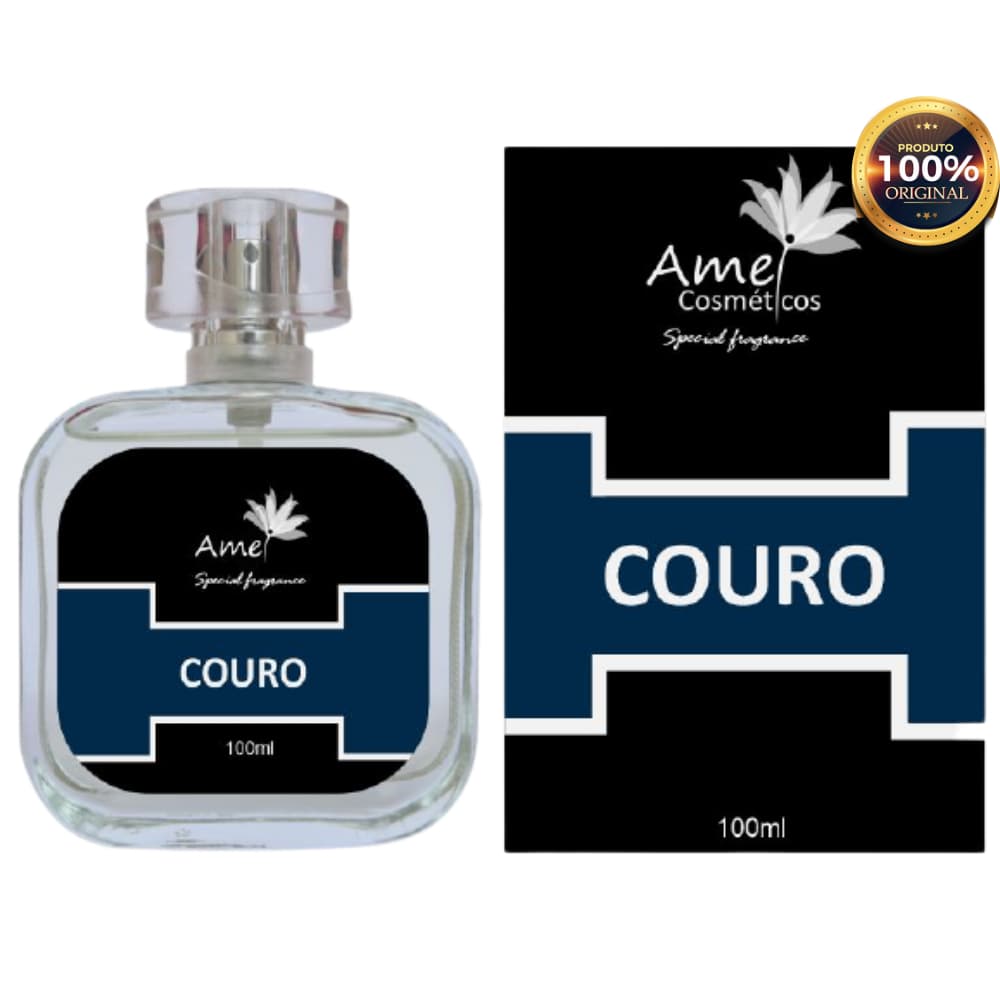 Couro Amei Cosméticos Perfume Masculino 100ml Alta Fixação Essência Importada Parfum