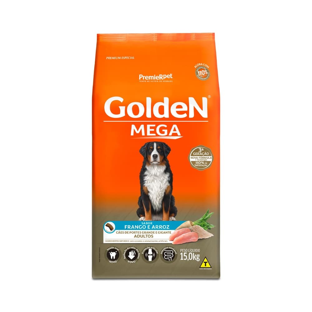Golden Mega Cães Adultos Porte Grande e Gigantes Frango e Arroz