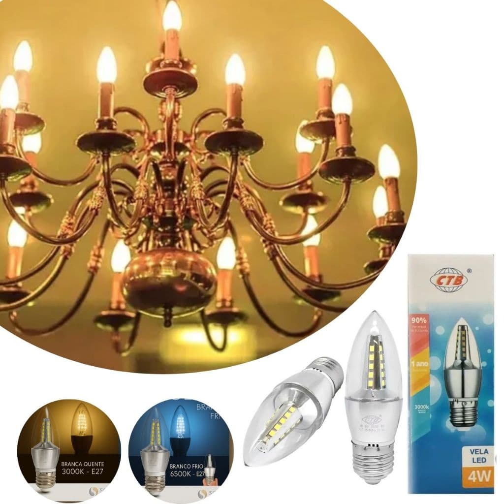 Lampada Vela 4w E27 Branco Quente Frio Lustre Arandela Decorativa Iluminação Residencial Bivolt