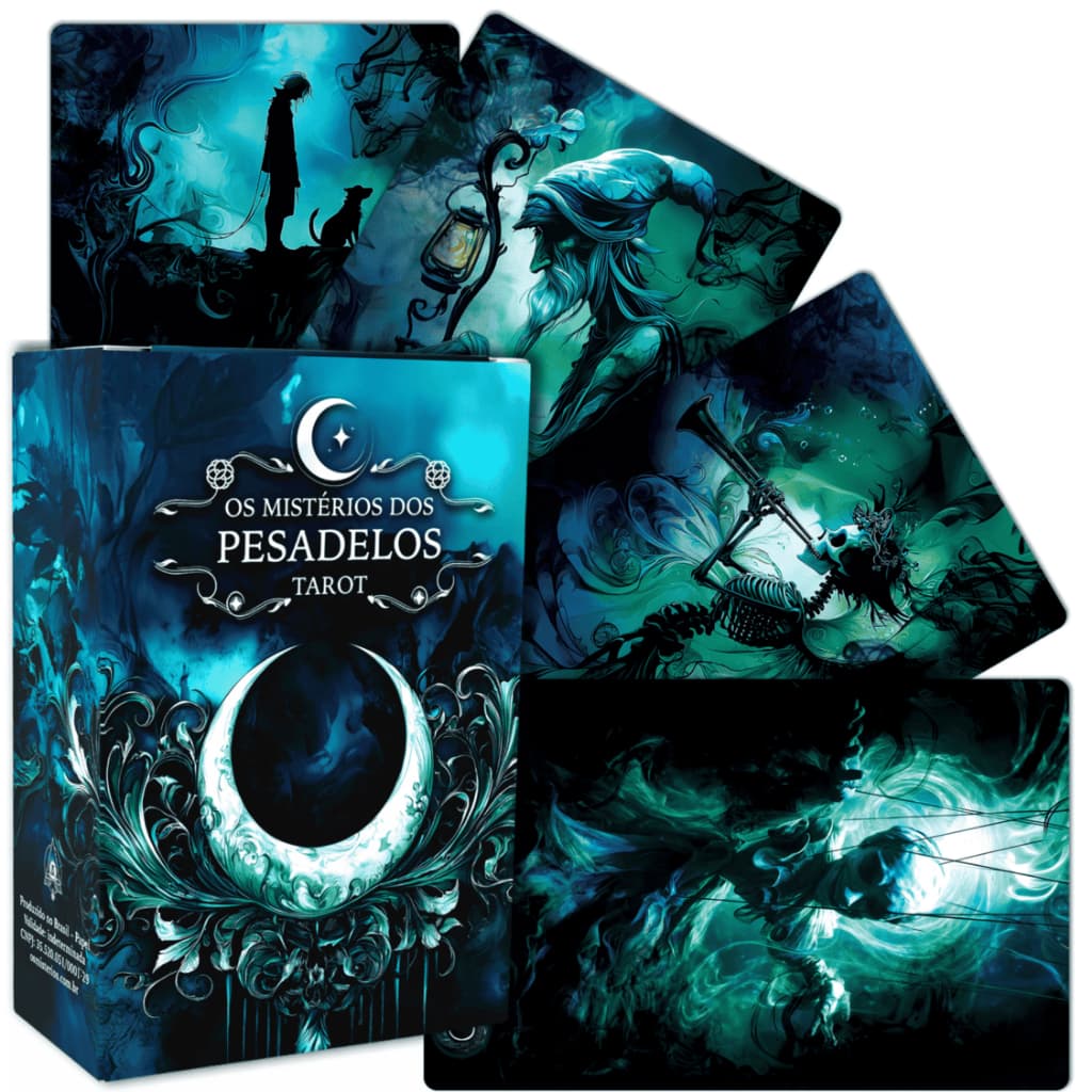 Baralho Tarot Os Mistérios dos Pesadelos Tarô com 22 Arcanos Maiores + 14 Portais Exclusivos