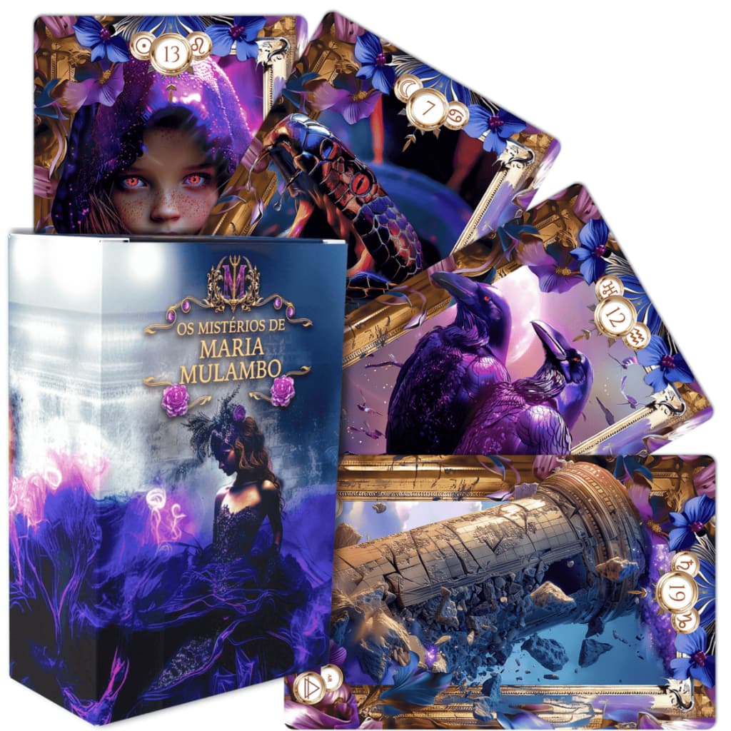 Baralho Pomba Gira Os Mistérios de Maria Mulambo Deck 36 Cartas Oráculo 100% Plastificado c/ Revista