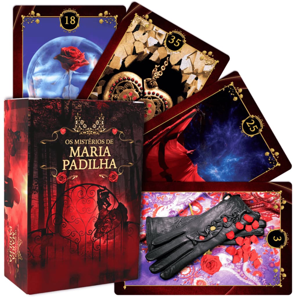 Baralho Tarot Os Mistérios de Maria Padilha Pomba Gira com 36 cartas plastificadas e Revista/Manual