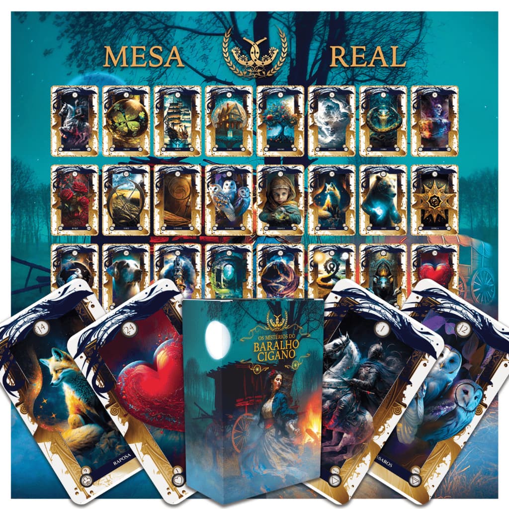 Kit Tarot Mistérios Cigano + Toalha Mesa Real Cigana Tarô Plastificado 36 Cartas Oráculo com Manual
