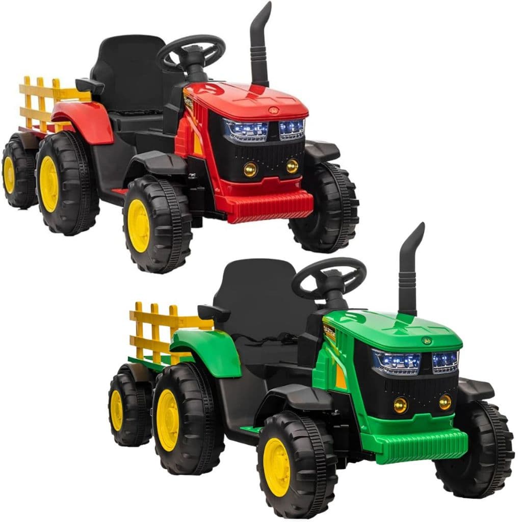 Mini Trator Elétrico Infantil com Carretinha e Controle Remoto Carrinho de Passeio Quadriciclo