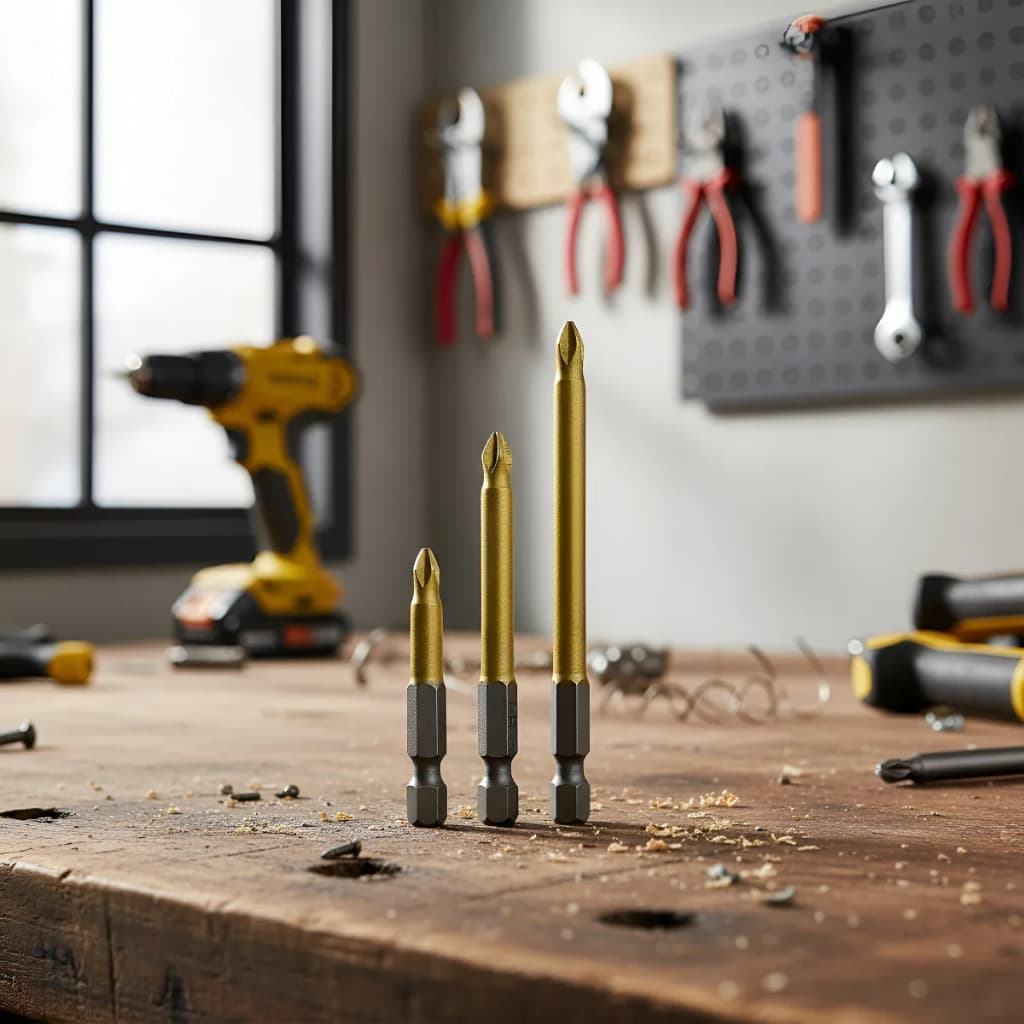 Kit 3 Ponta Bits PH2 50mm + 70mm + 90mm Titânio Magnética Philips Parafusadeira Imã Antiderrapante