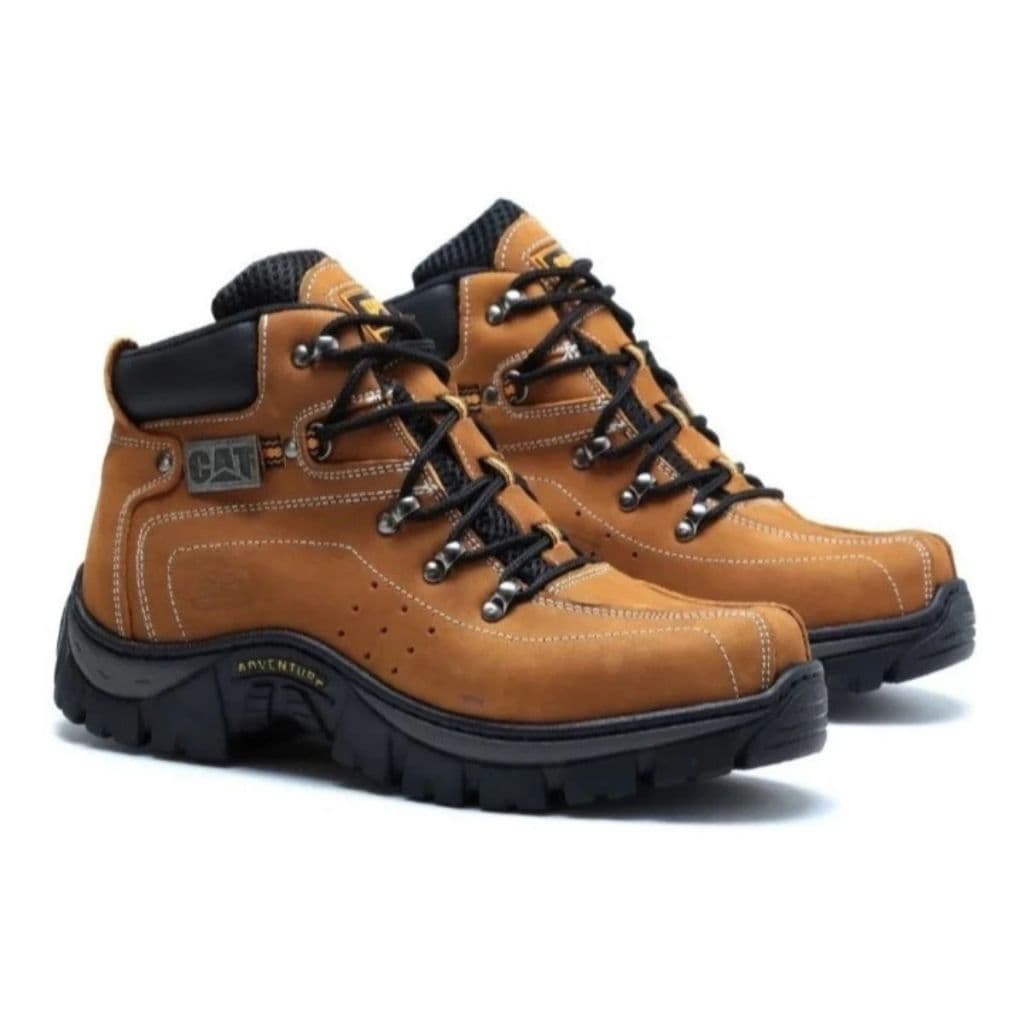 Bota Masculina Coturno Trilha Adventure Couro Macia e Leve Envio Rapido