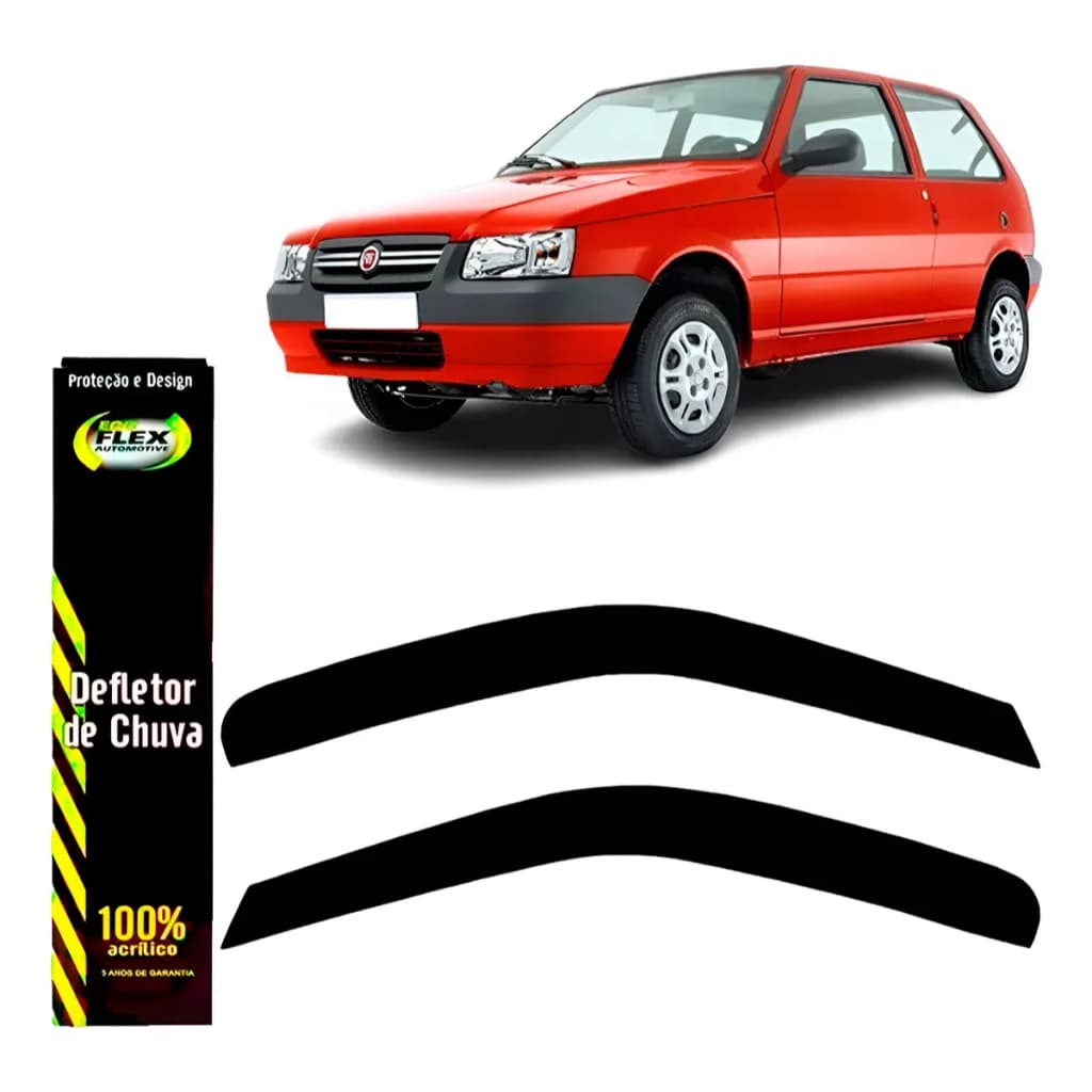 Jogo Calha Chuva Defletor Uno Fire 2PTS Preto/Fume 40.009A Ecoflex