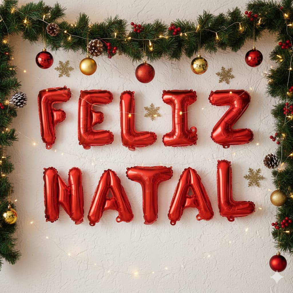 Kit Balões Metalizados 37 cm Vermelho Decoração de Natal