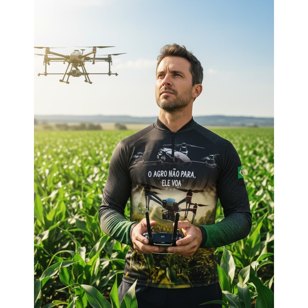 Camisa Agro Masculina Tecido Térmico Confortável Proteção Solar Uv50+ Anti Mosquito