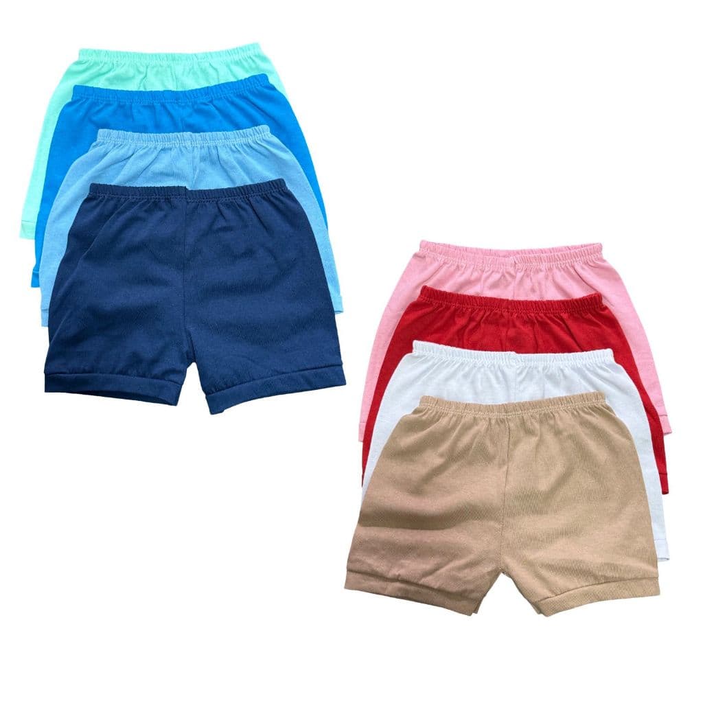 Kit 4 Shorts Tapa Fralda bebê tecido leve confortável e prático 100% Algodão