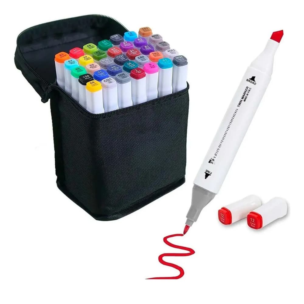 Estojo de Canetinhas Marca Texto Infantil Ponta Dupla – Kits com até 60 Cores Diversas