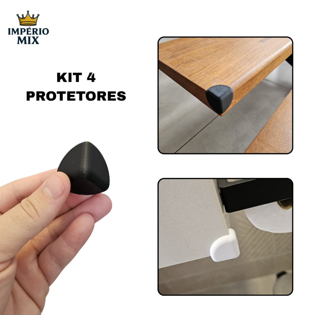 Kit 4 Protetores de Quina 90º PLA Abaulado Com Dupla Face