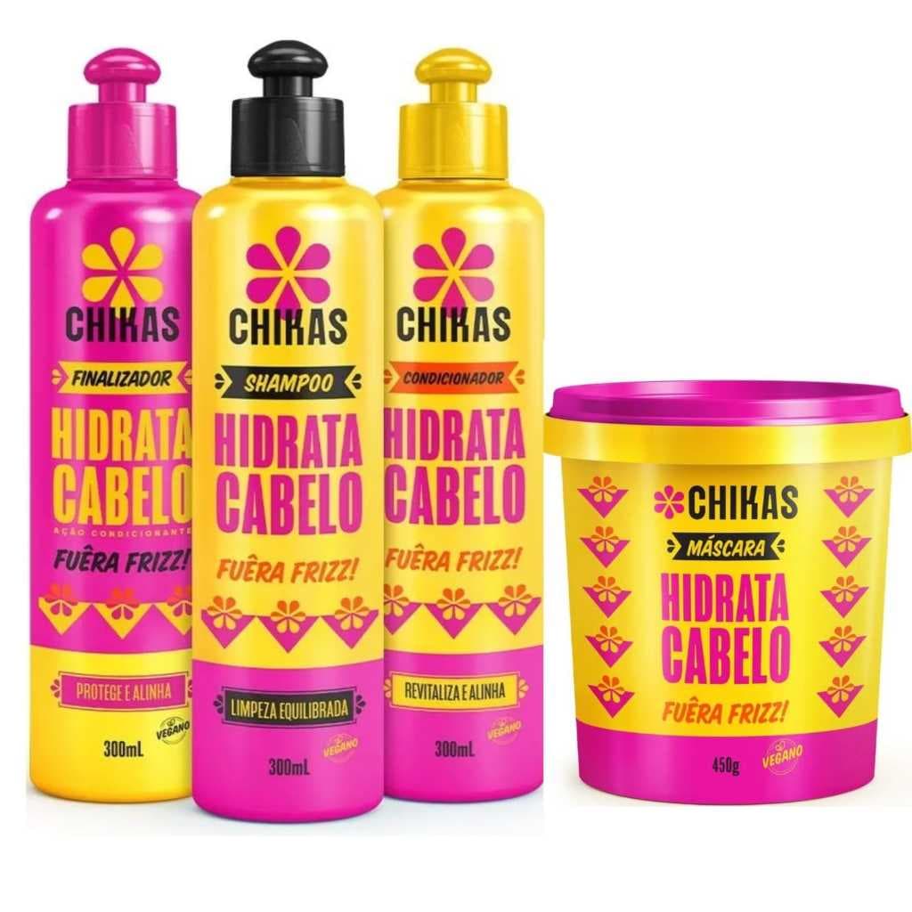 Kit Completo Hidrata Cabelo Chikas Cosmeticos Ação Antifrizz e Ultra Hidratação