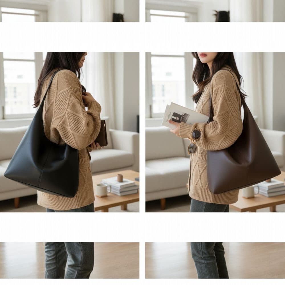 Bolsas Femininas Kit Com 2 Unidades Bolsa De Ombro Grande Sacola Faculdade Trabalho Versátil Promoção
