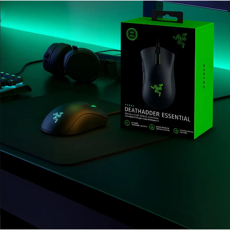 Mouse Gamer Razer Deathadder Essential 5 Botões 6.400 Dpi Co Cor Preto