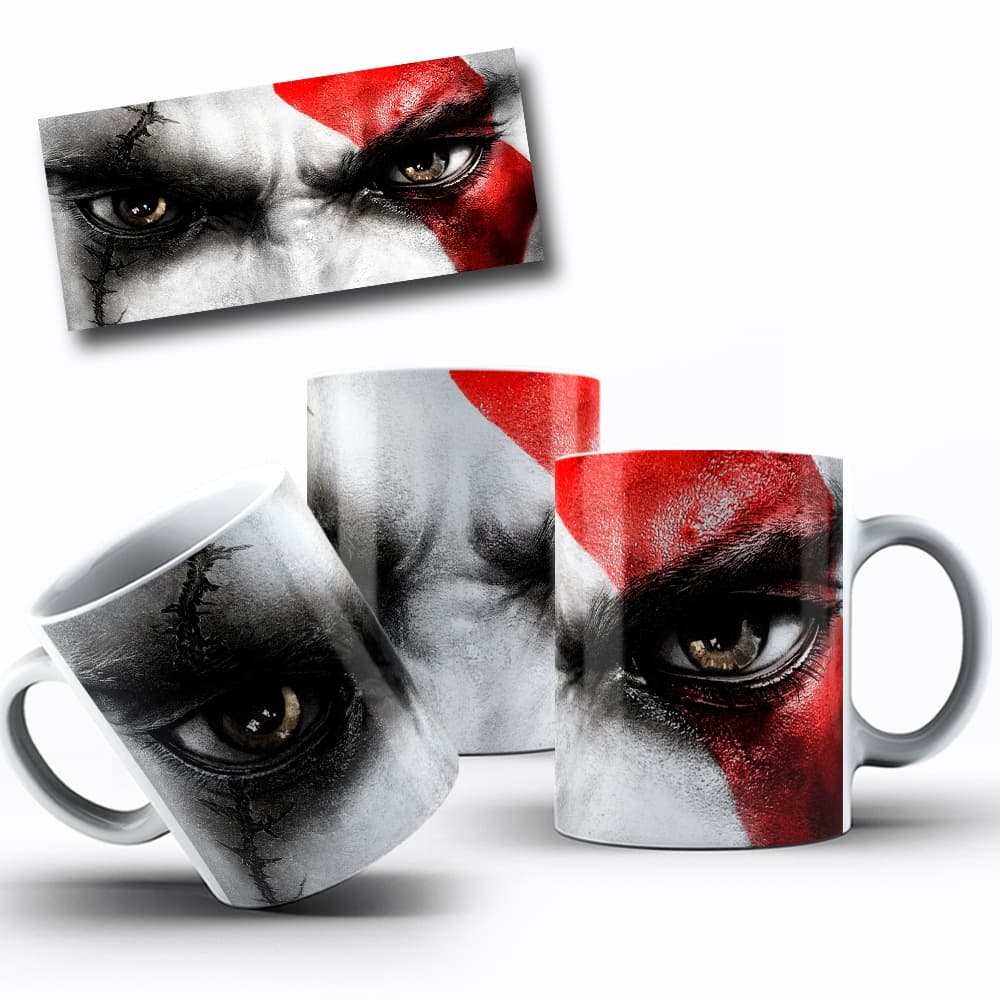 Caneca God of War Kratos Ragnarok Personalizada | Com Nome/PSN | Porcelana Premium Gamer PS5 |Presente Colecionador Geek