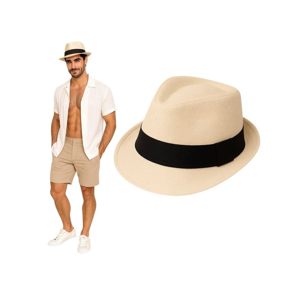 Chapéu Fedora Gângster Moda Panama MALANDRO MASCULINO ESTILO TAMANHO 60