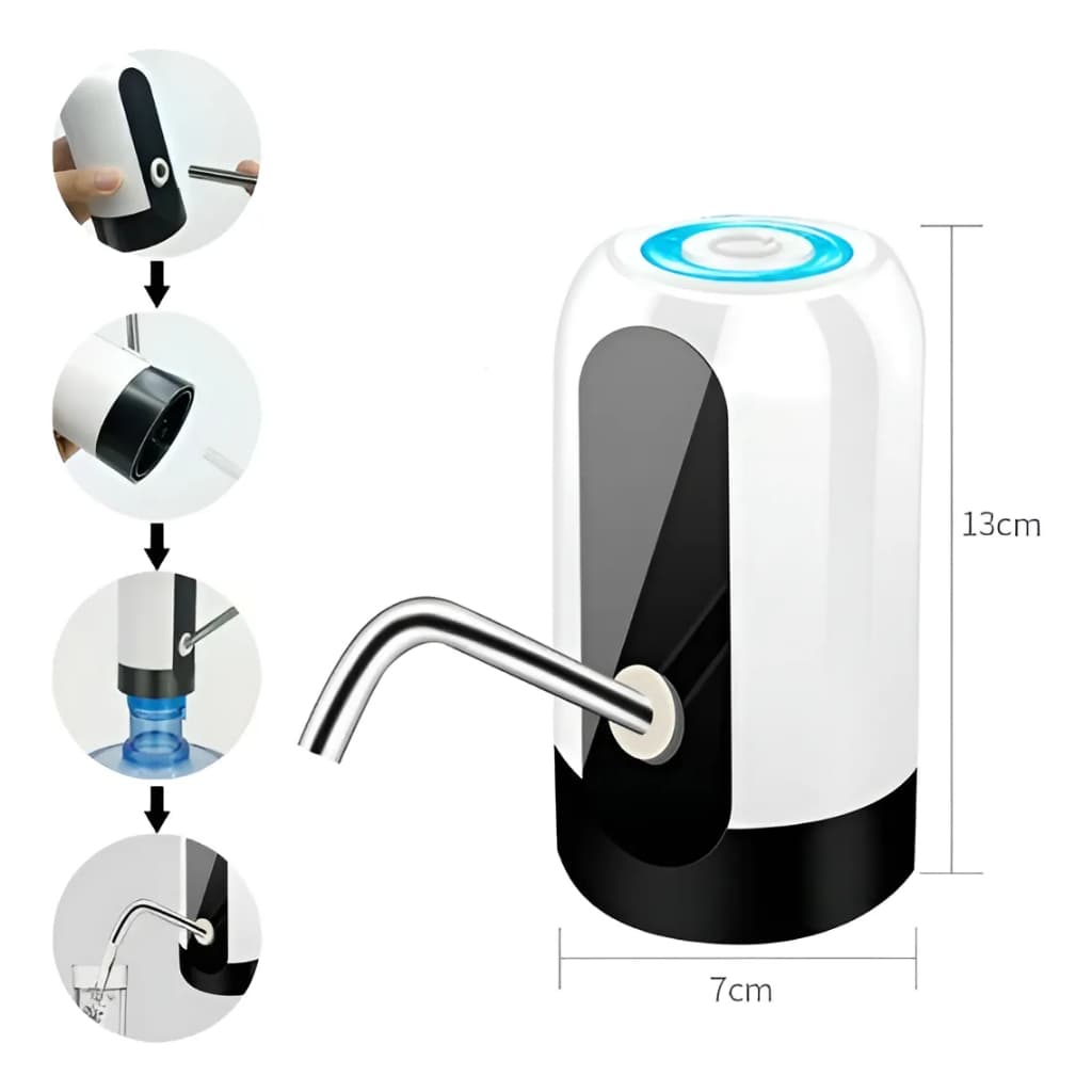 Bomba Universal Elétrica Galão Garrafão Dagua Rotação de 360 graus Carregamento via USB
