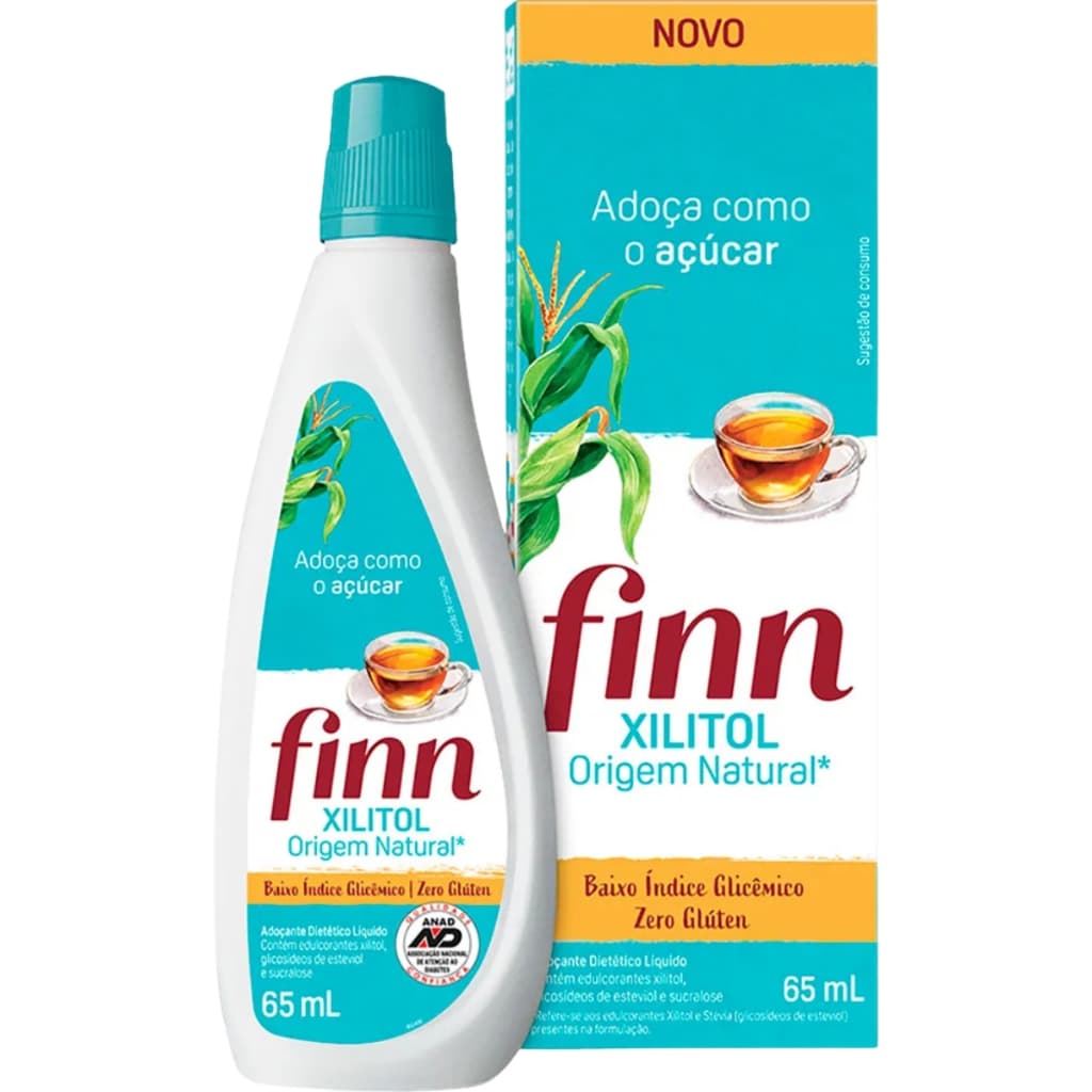 Adoçante Dietético Líquido 65mL Xilitol Origem Natural Finn