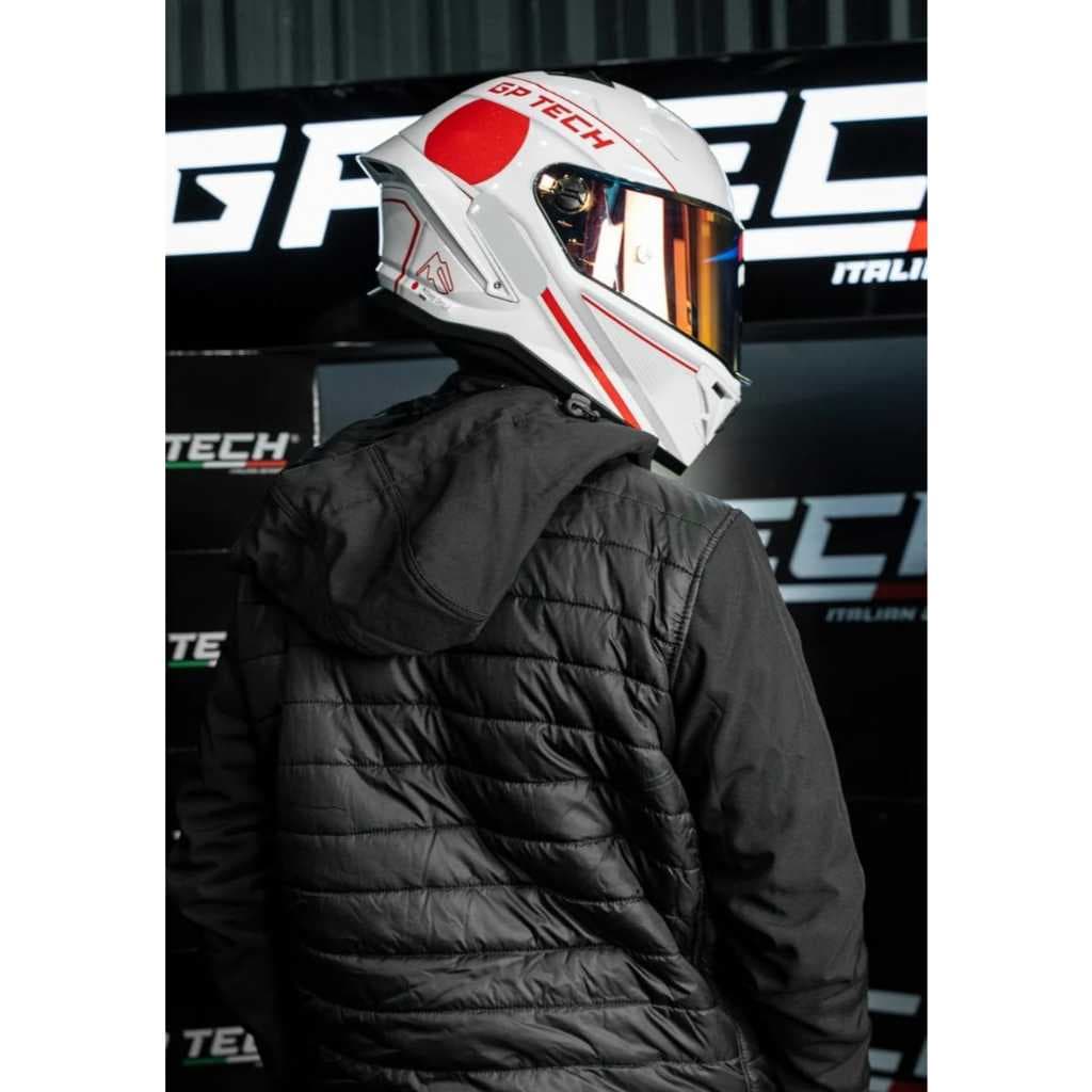 CAPACETE GP TECH PILOT MOTO GP CIRCUIT JAPAN BRANCO VERMELHO MOTOCICLISTA ESPORTIVO CORRIDA PISTA F1