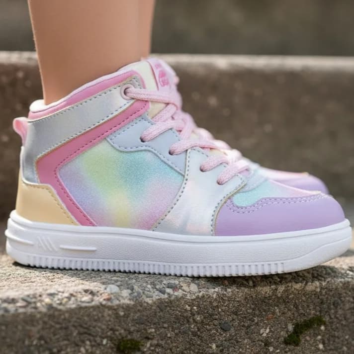 Tênis Infantil Ortopasso Force One Menina Feminino Rosa Colorida Cano Alto Fashion Moda Botinha